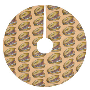 Saia Para Árvore De Natal De Poliéster NYC Jewish Deli Bagel Capers Lox Cream Cheese