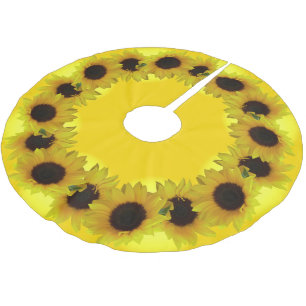 Saia Para Árvore De Natal De Poliéster O amarelo da árvore de Natal do girassol floresce