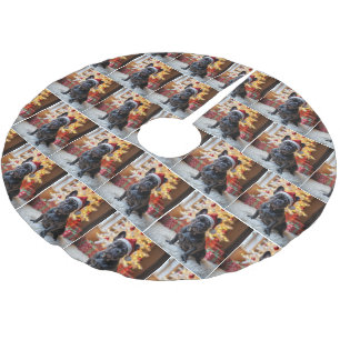 Saia Para Árvore De Natal De Poliéster O Buldogue Francês De Natal Na Pele