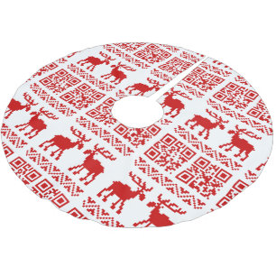 Saia Para Árvore De Natal De Poliéster O feliz ano novo feio do código da camisola QR do