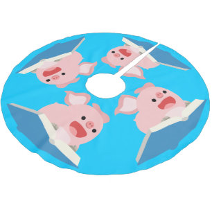 Saia Para Árvore De Natal De Poliéster O Livro Voador e a Camiseta de Porcos de Cartoon