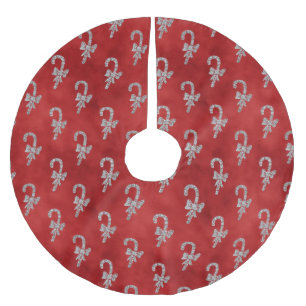 Saia Para Árvore De Natal De Poliéster O Natal dos Canais Glitter de Silver Vermelho Eleg