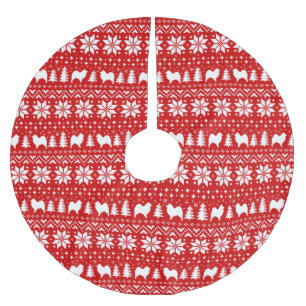 Saia Para Árvore De Natal De Poliéster O Samoyed mostra em silhueta o vermelho do teste