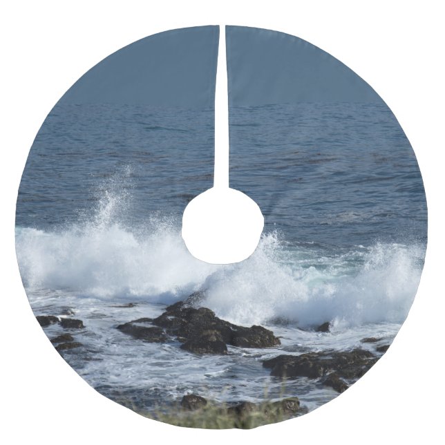 Saia Para Árvore De Natal De Poliéster O surf do Oceano Pacífico (Frente)