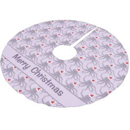 Saia Para Árvore De Natal De Poliéster Octopus Santa Hat Púrpura Natal