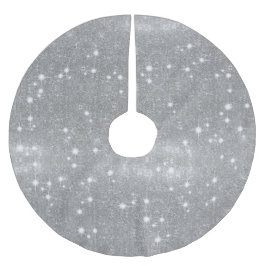 Saia Para Árvore De Natal De Poliéster Olhar metálico do metal de prata da faísca do