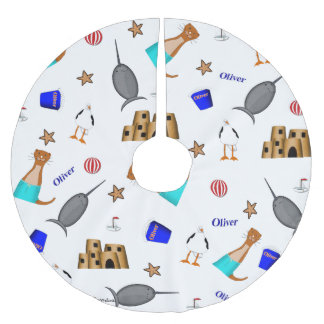 Saia Para Árvore De Natal De Poliéster Oliver The Otter Summer Beach Vacntern