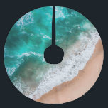 Saia Para Árvore De Natal De Poliéster Ondas em Sandy Beach<br><div class="desc">Bonito onda azul contra a praia arenosa</div>