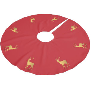Saia Para Árvore De Natal De Poliéster Orelha de ouro Elegante padrão de natal vermelho a