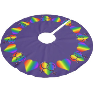 Saia Para Árvore De Natal De Poliéster Orgulho gay de Natal Camisa Saída Rainbow Com Deco