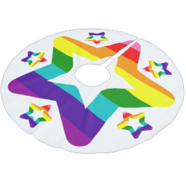 Saia Para Árvore De Natal De Poliéster Orgulho LGBTQ Rainbow Colorir Estrela de Natal