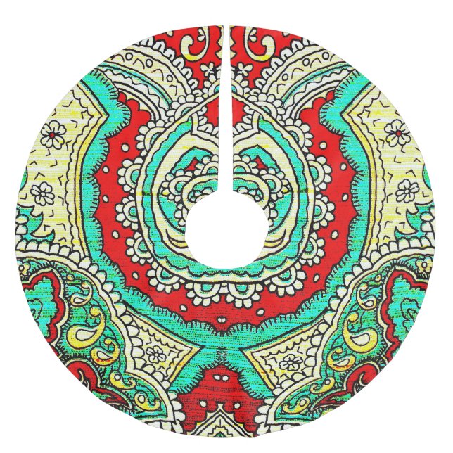 Saia Para Árvore De Natal De Poliéster Ornamento arabesco neon: estilo 80. (Frente)