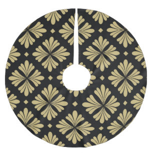 Saia Para Árvore De Natal De Poliéster Ornamento barroco, padrão de colheita floral.