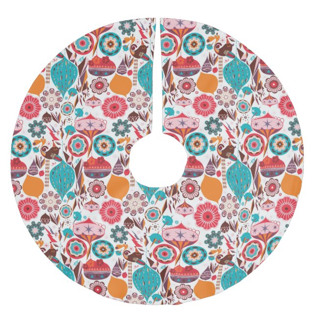 Saia Para Árvore De Natal De Poliéster Ornamento retro (Frente)