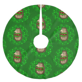 Saia Para Árvore De Natal De Poliéster ouriço feio do natal fofo verde