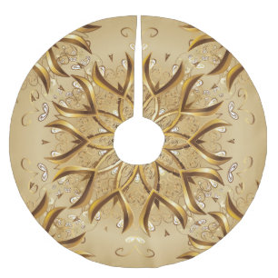 Saia Para Árvore De Natal De Poliéster Ouro de abertura, textura de esboço oriental.