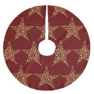 Saia Para Árvore De Natal De Poliéster Ouro de Natal Stars Red Marron
