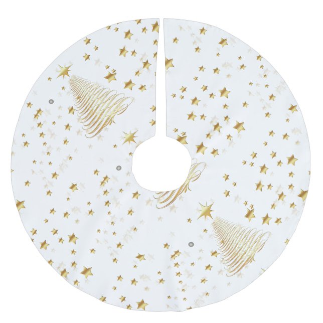 Saia Para Árvore De Natal De Poliéster Ouro Natal (Frente)