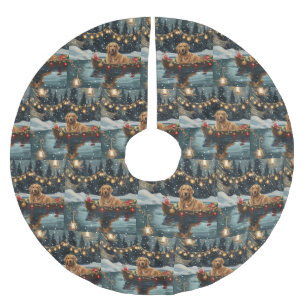 Saia Para Árvore De Natal De Poliéster Ouro Retriever Natal Festivo