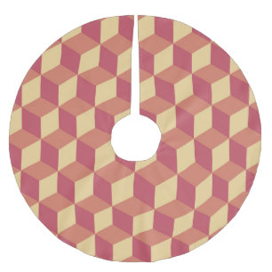 Saia Para Árvore De Natal De Poliéster Padrão abstrato Orange Red Cube