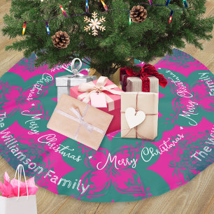 Saia Para Árvore De Natal De Poliéster Padrão Boho Colorido Rosa Verde Natal Moderno