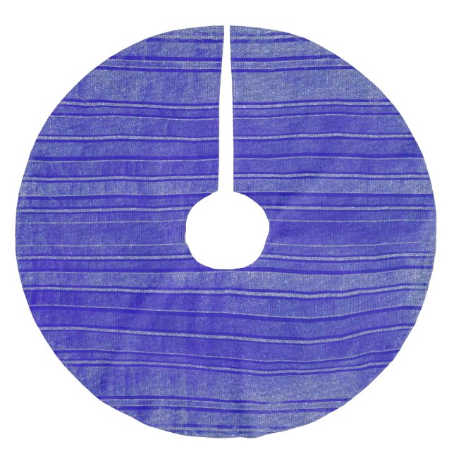 Saia Para Árvore De Natal De Poliéster Padrão bonito de faixas aflitas roxas (Frente)