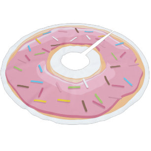 Saia Para Árvore De Natal De Poliéster Padrão Colorido de Donuts Retrô Festa Divertida Mi