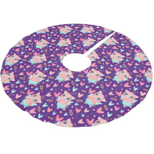 Saia Para Árvore De Natal De Poliéster Padrão Coração Corajoso Cupido Cujo Porco É Coraçã