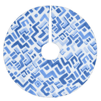 Saia Para Árvore De Natal De Poliéster Padrão de Abstrato Geométrico de Aquarela