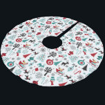 Saia Para Árvore De Natal De Poliéster Padrão de Arte de Pinheiro Santa Claus Sleigh Rein<br><div class="desc">Linda imagem contemporânea de Papais noeis no seu trenó sendo puxados por renas,  árvores de Natal,  bolhas e canas doces.</div>