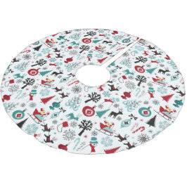 Saia Para Árvore De Natal De Poliéster Padrão de Arte de Pinheiro Santa Claus Sleigh Rein