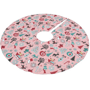 Saia Para Árvore De Natal De Poliéster Padrão de Arte de Pinheiro Santa Claus Sleigh Rein