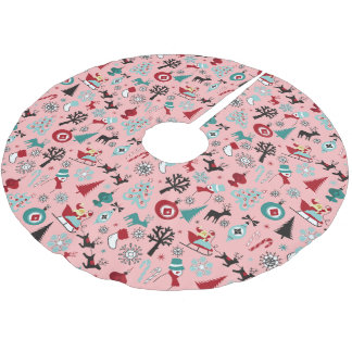 Saia Para Árvore De Natal De Poliéster Padrão de Arte de Pinheiro Santa Claus Sleigh Rein