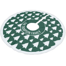 Saia Para Árvore De Natal De Poliéster Padrão de árvore de Natal de abeto verde e branco