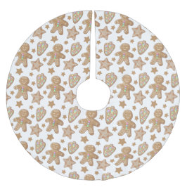 Saia Para Árvore De Natal De Poliéster Padrão de Biscoito de Natal Gingerbread