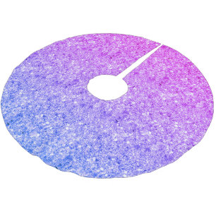 Saia Para Árvore De Natal De Poliéster Padrão De Brilho De Gradiente Azul E Rosa