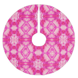 Saia Para Árvore De Natal De Poliéster Padrão de Corante Rosa-Rosa Fuchsia e Pastel