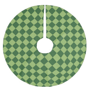 Saia Para Árvore De Natal De Poliéster Padrão de Diamante do Verificador Verde