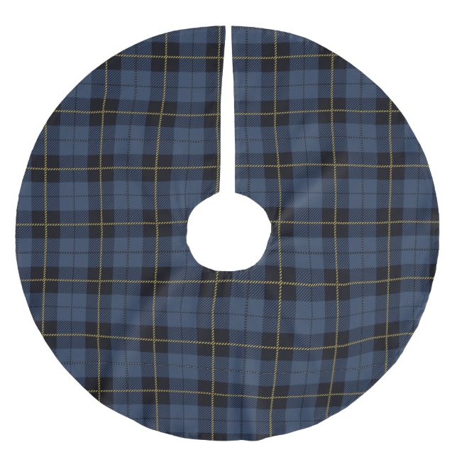 Saia Para Árvore De Natal De Poliéster Padrão de Flannel Azul (Frente)