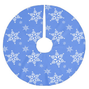 Saia Para Árvore De Natal De Poliéster Padrão de Floco de Neve, Flocos de Neve Brancos, N
