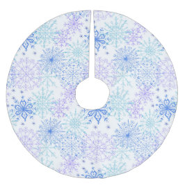 Saia Para Árvore De Natal De Poliéster Padrão de Flocos de Neve Azuis - Tapete de Árvore 