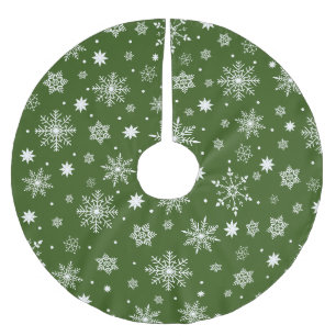 Saia Para Árvore De Natal De Poliéster Padrão de Flocos de Neve com Tendência Curta