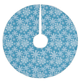 Saia Para Árvore De Natal De Poliéster Padrão de Flocos de Neve em Aquarela