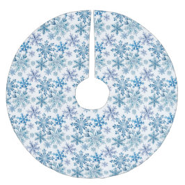 Saia Para Árvore De Natal De Poliéster Padrão de Flocos de Neve em Aquarela