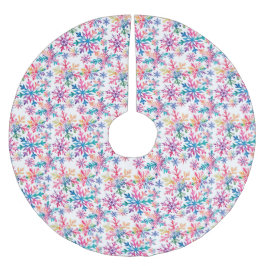 Saia Para Árvore De Natal De Poliéster Padrão de Flocos de Neve em Aquarela