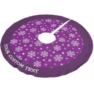 Saia Para Árvore De Natal De Poliéster Padrão de flocos de neve em Cádmio Roxo