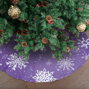 Saia Para Árvore De Natal De Poliéster Padrão de Flocos de Neve Roxos Magia de Natal de I