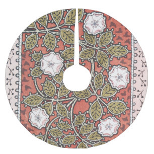 Saia Para Árvore De Natal De Poliéster Padrão de Flor de Ilustração de Rosa