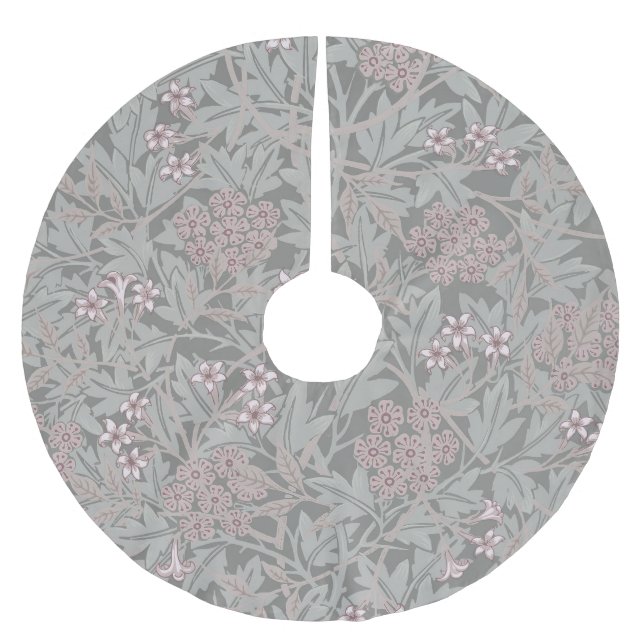 Saia Para Árvore De Natal De Poliéster Padrão de Flor de Jasmim de William Morris (Frente)