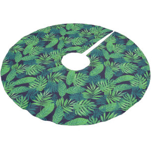 Saia Para Árvore De Natal De Poliéster Padrão de Folhas Tropicais
